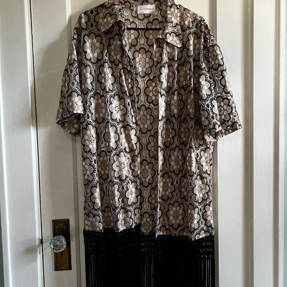Anthropologie Floral Patterned Shirt with Fringe